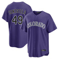 Friene  C.Rockies #49 Antonio Senzatela Player Purple Game Home Stitched Jerseys
