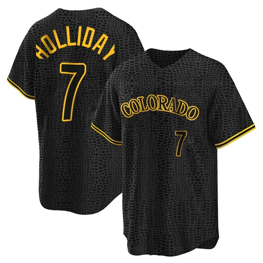 Friene C.Rockies #7 Matt Holliday Player Black Snake Skin City Home Game Stitched Jerseys