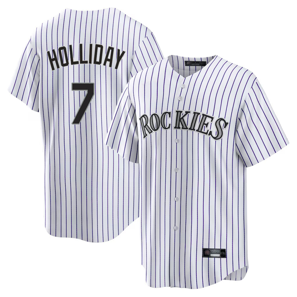 Friene C.Rockies #7 Matt Holliday Player White Game Home Stitched Jerseys