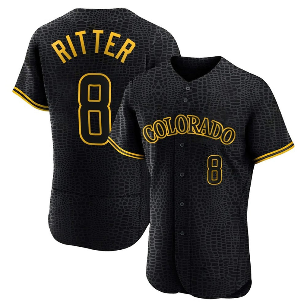 Friene  C.Rockies #8 Ryan Ritter Player Black Fashion Out Home Game Stitched Jerseys