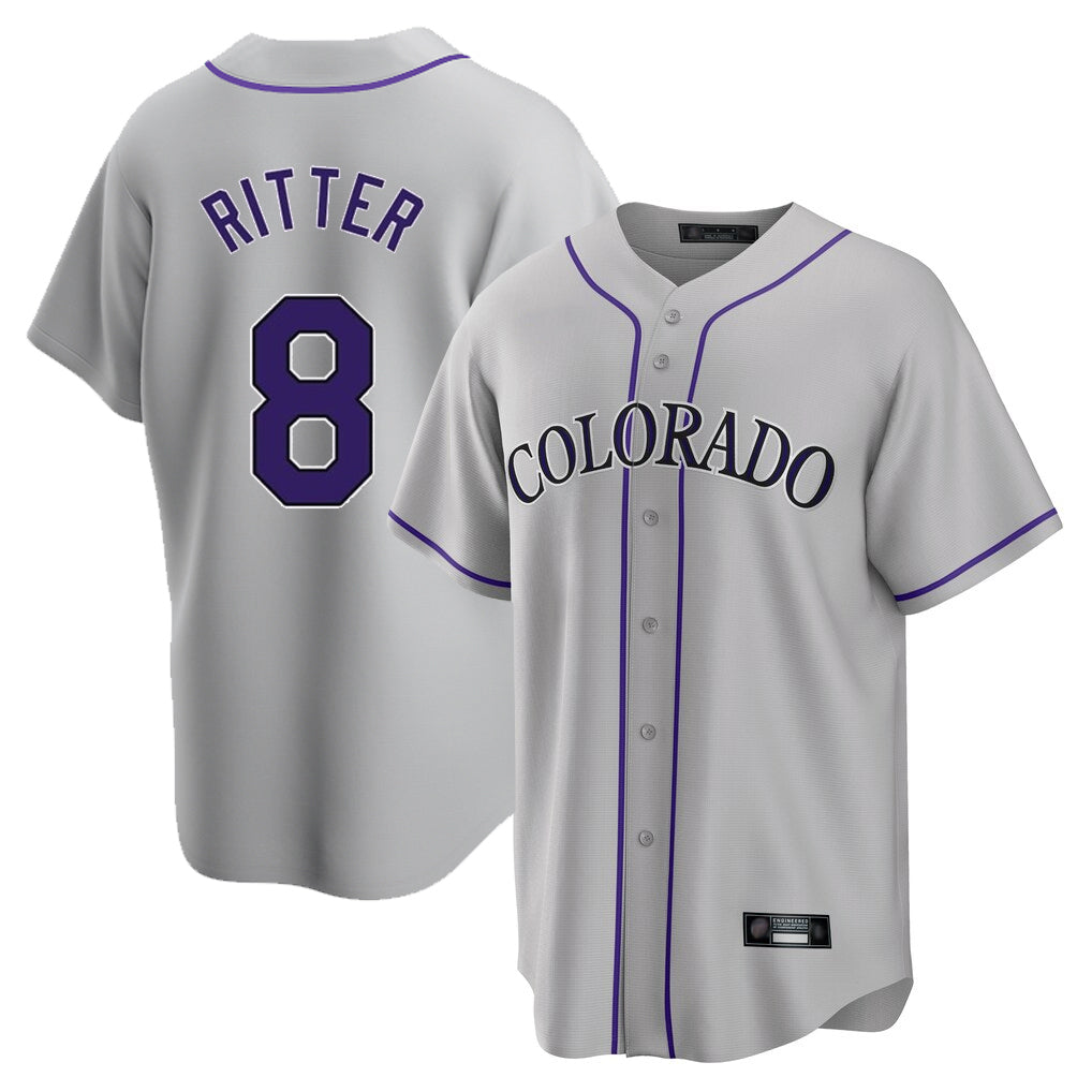 Friene C.Rockies #8 Ryan Ritter Player Gray Game Home Stitched Jerseys