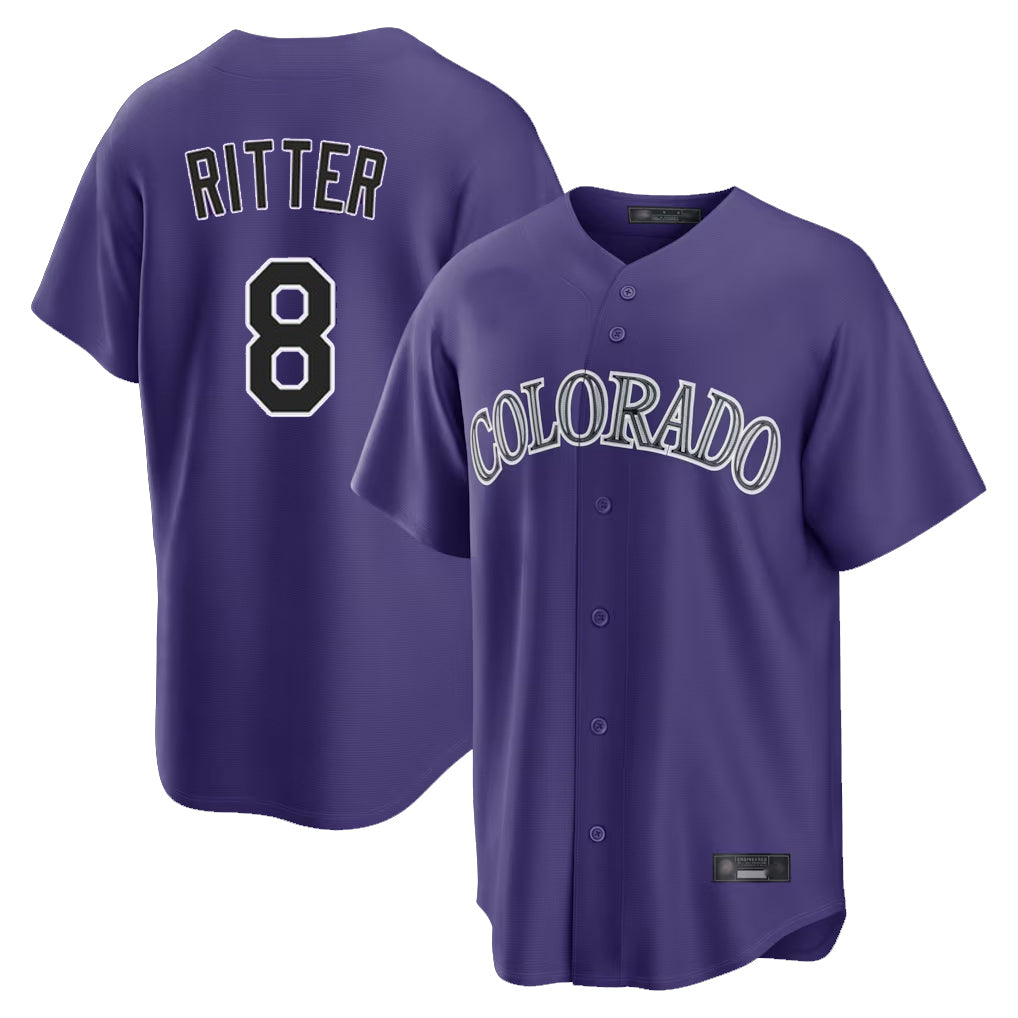 Friene C.Rockies #8 Ryan Ritter Player Purple Game Home Stitched Jerseys