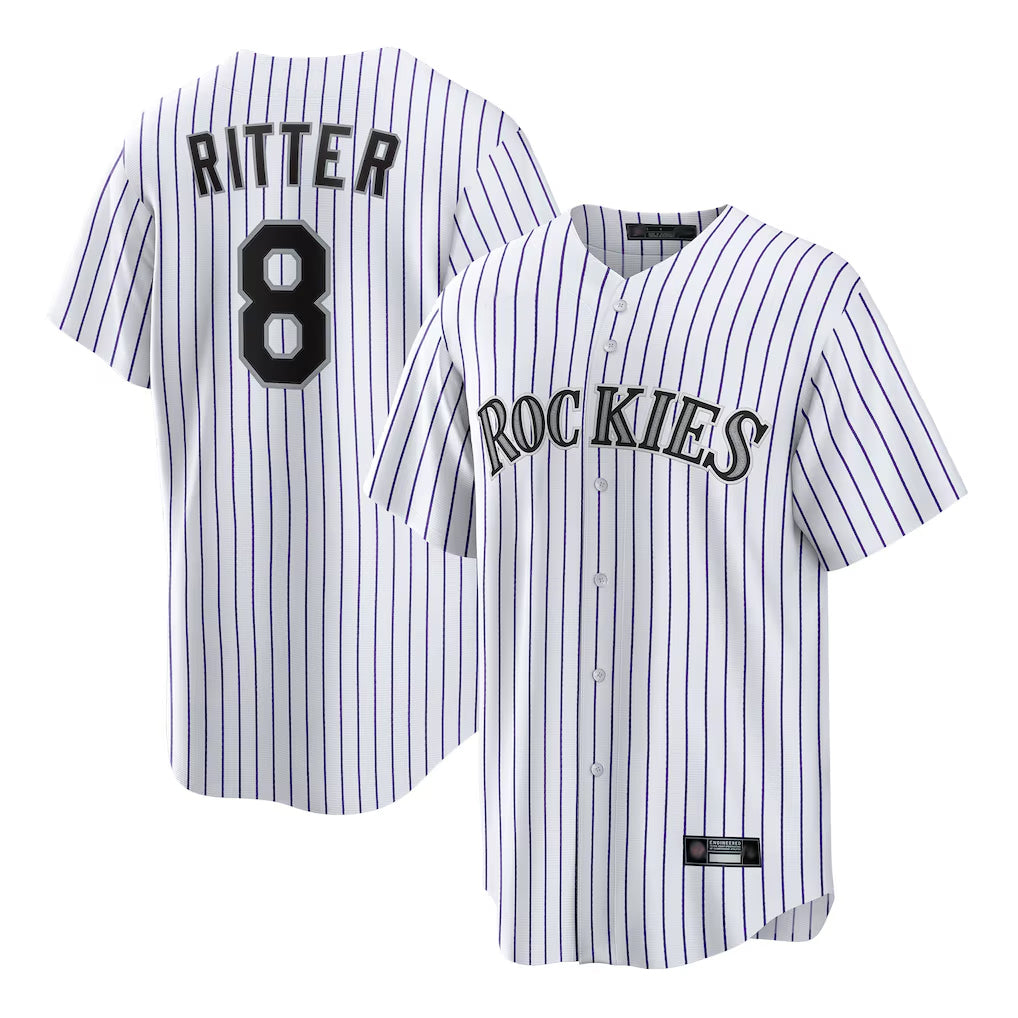 Friene  C.Rockies #8 Ryan Ritter Player White Game Home Stitched Jerseys