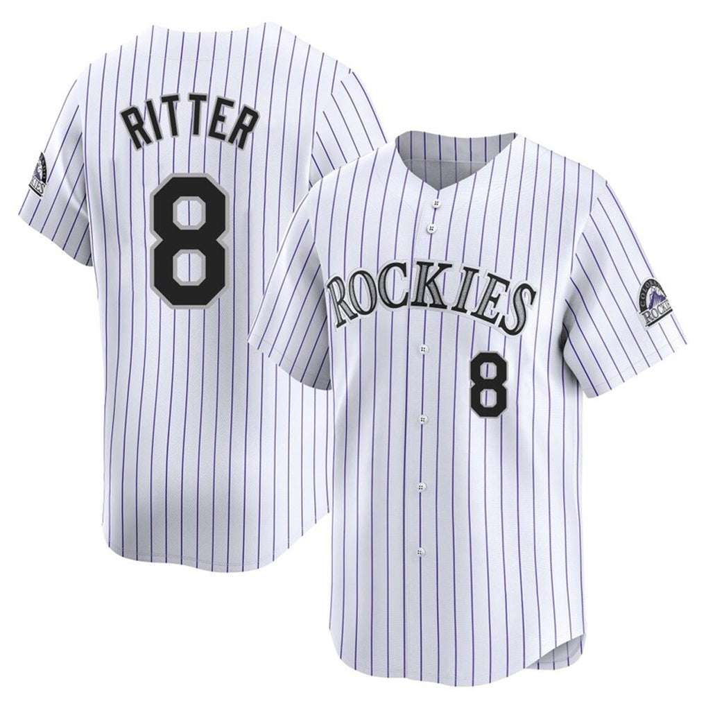 Friene  C.Rockies #8 Ryan Ritter Player White Limited Home Stitched Jerseys