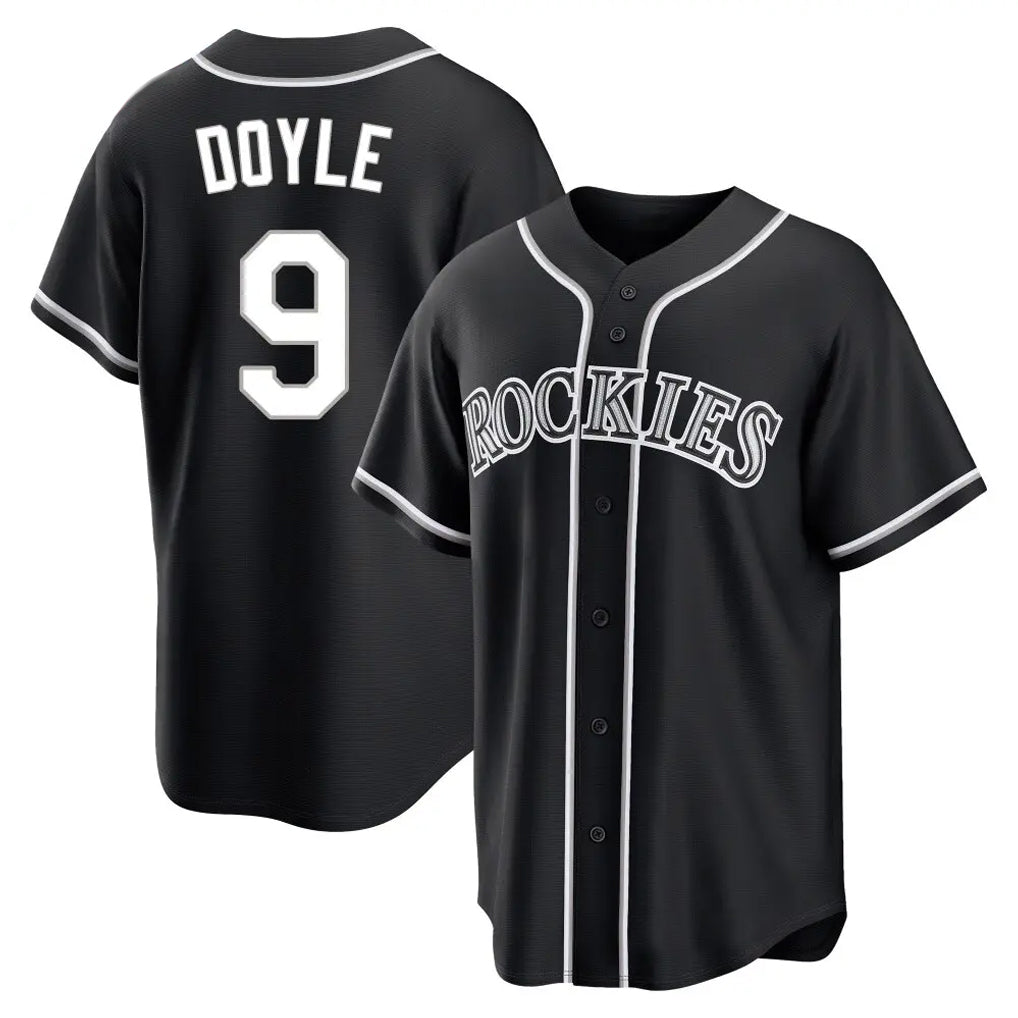 Friene  C.Rockies #9 Brenton Doyle Player Black Fashion Out Home Game Stitched Jerseys
