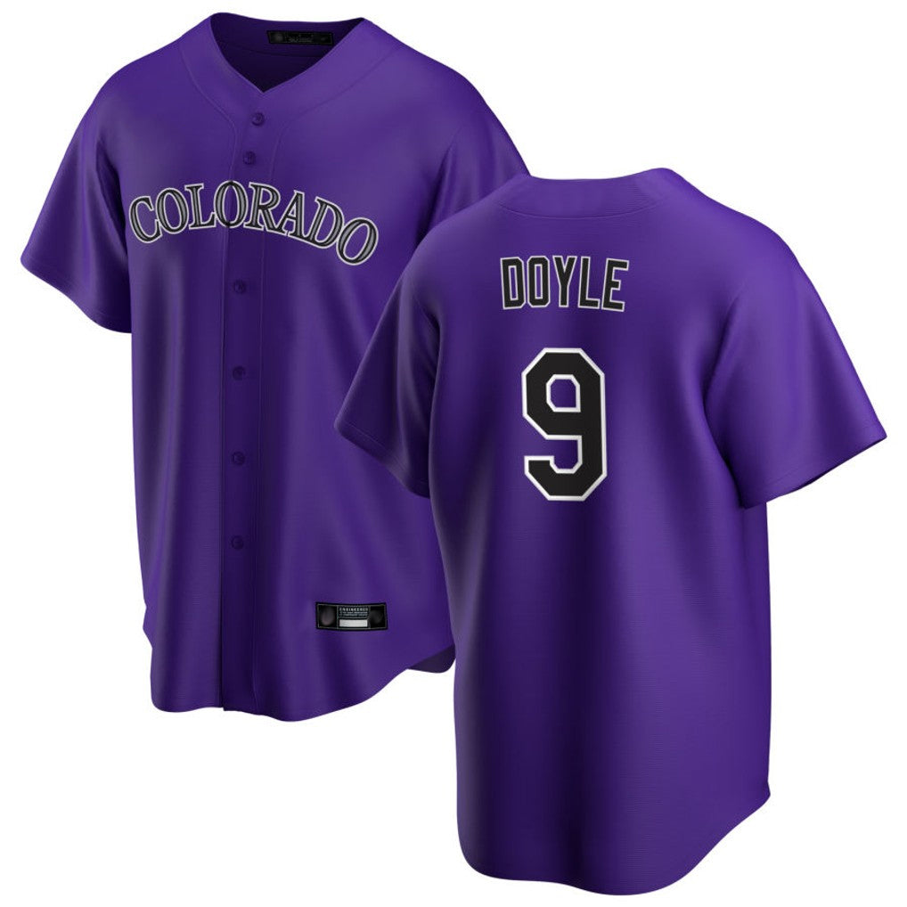 Friene C.Rockies #9 Brenton Doyle Player Purple Game Home Stitched Jerseys