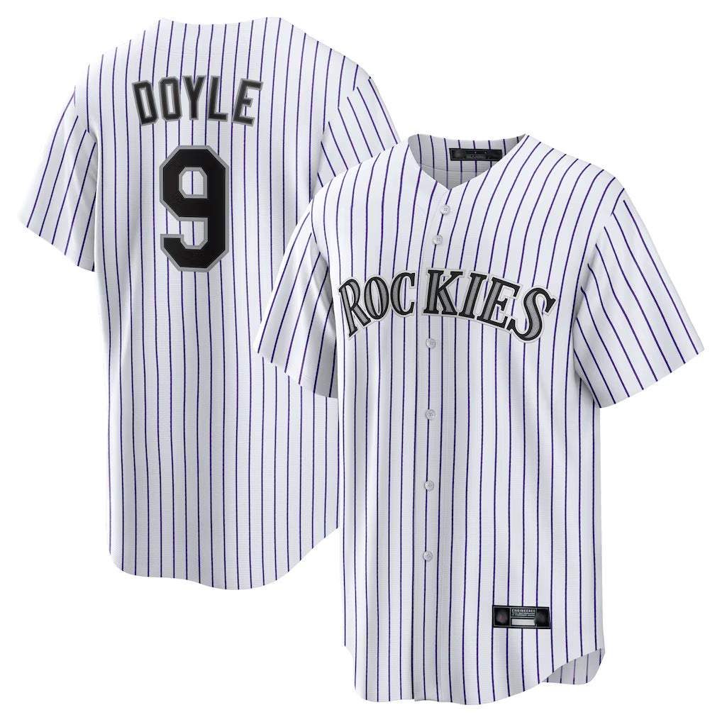 Friene  C.Rockies #9 Brenton Doyle Player White Game Home Stitched Jerseys
