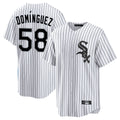 My Store C.White Sox #58 Seranthony Dom¨ªnguez Player White Stripe Home Game Stitched Jerseys