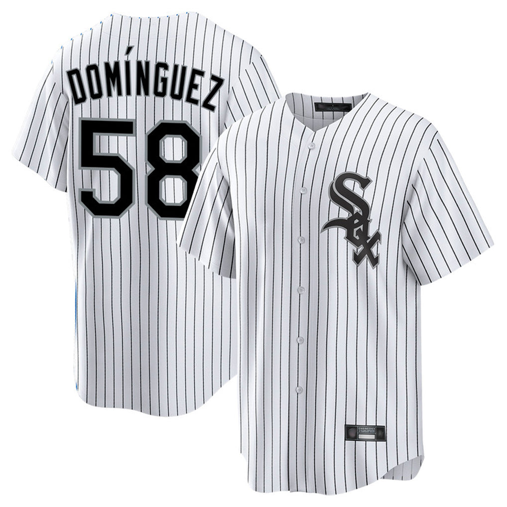 My Store C.White Sox #58 Seranthony Dom¨ªnguez Player White Stripe Home Game Stitched Jerseys