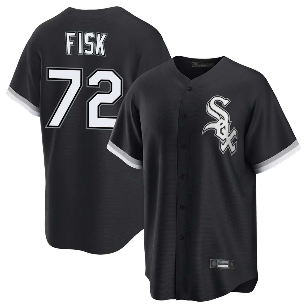 My Store C.White Sox #72 Carlton Fisk Player Black Home Game Stitched Jerseys