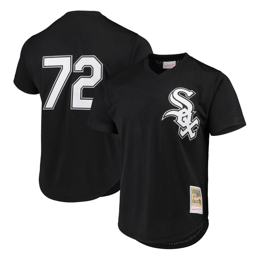 My Store C.White Sox #72 Carlton Fisk Player Black Mitchell & Ness Cooperstown Collection Mesh Game Stitched Jerseys