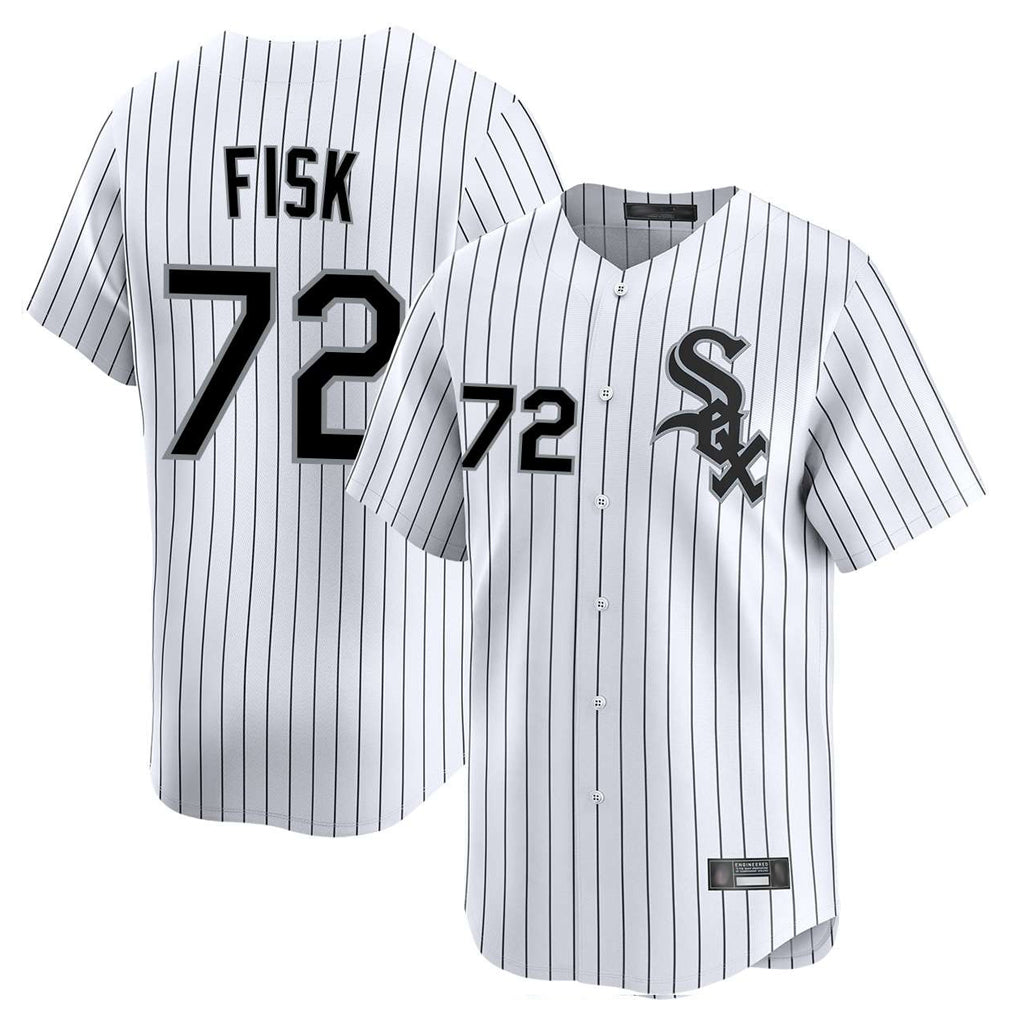 My Store C.White Sox #72 Carlton Fisk Player White Stripe Limited Home Stitched Jerseys