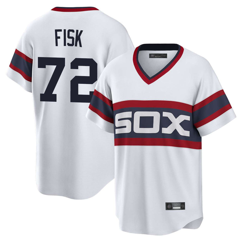 My Store C.White Sox #72 Carlton Fisk Player White T-shirt Home Game Stitched Jerseys
