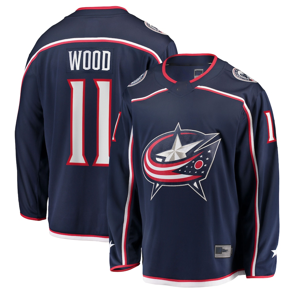 Friene CB.Jackets #11 Miles Wood Navy Home Breakaway Jersey
