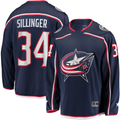 Friene CB.Jackets #34 Cole Sillinger Navy Home Breakaway Player Jersey