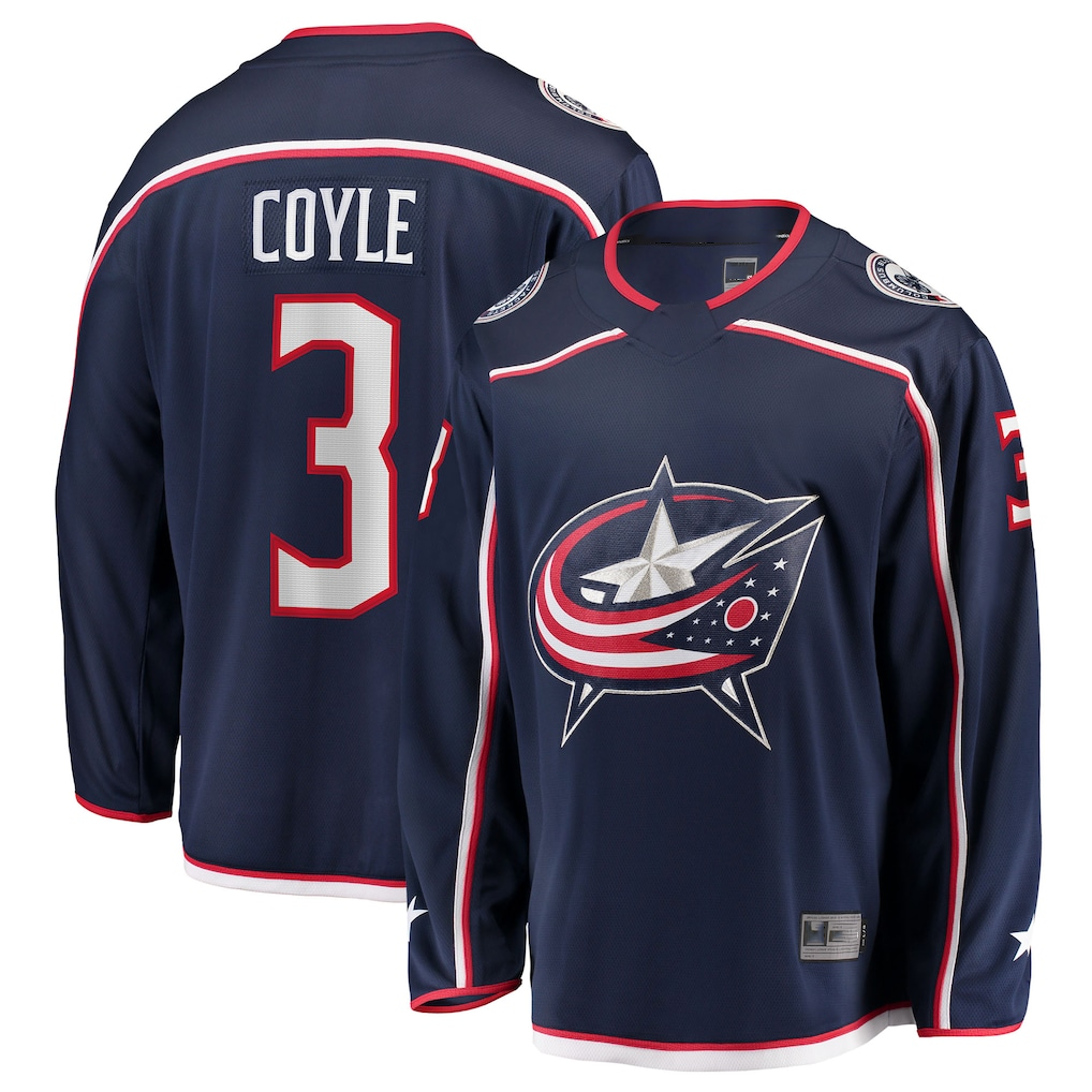 Friene CB.Jackets #3 Charlie Coyle Navy Home Breakaway Jersey