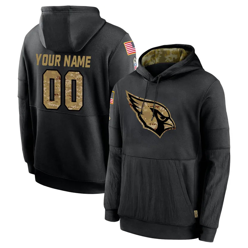 Friene Custom A.Cardinals Black Salute to Service Hoodies Any Name & Numbers Stitched Jerseys