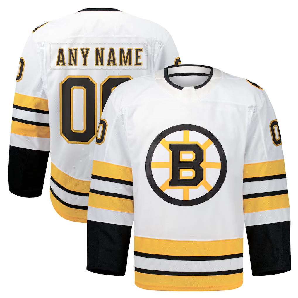 Friene Custom B.Bruins White Away Authentic Pro Stitched Jerseys