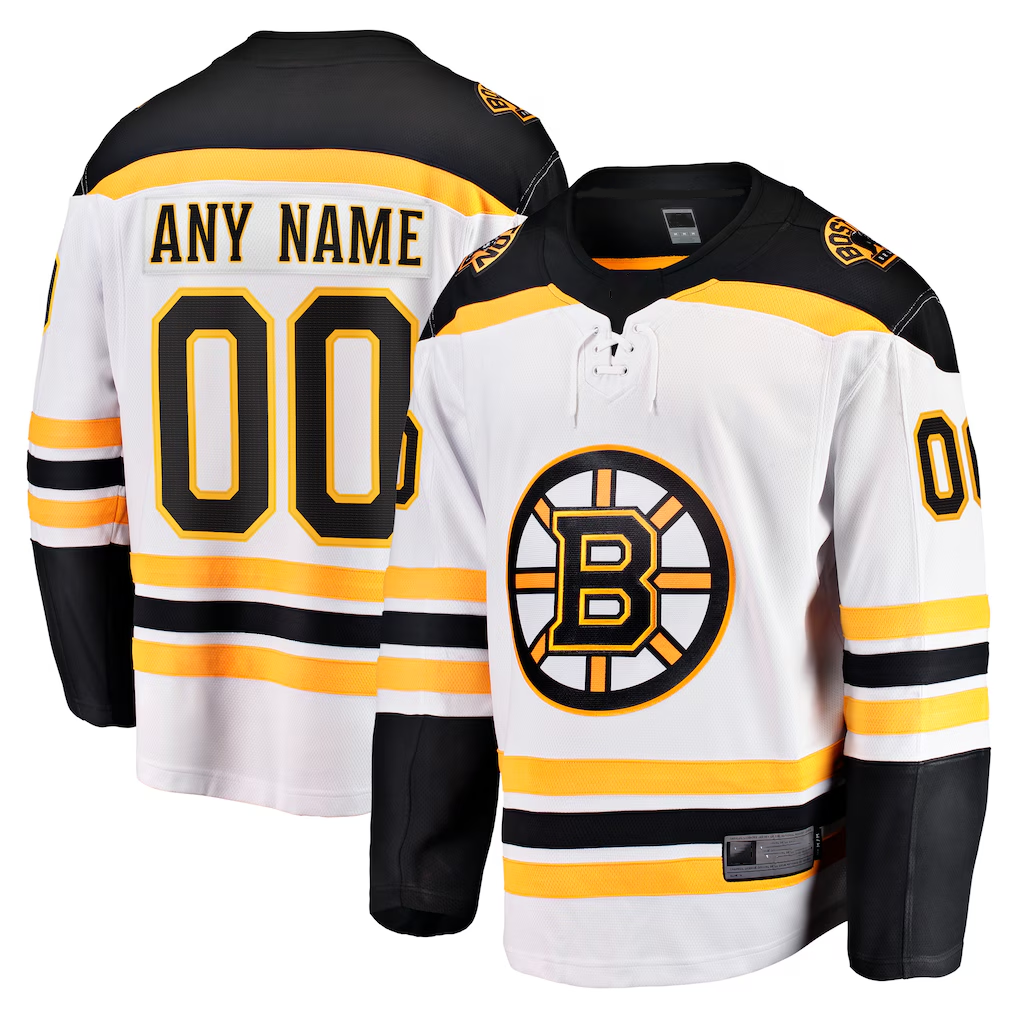 Friene Custom B.Bruins White Away Breakaway Stitched Jerseys