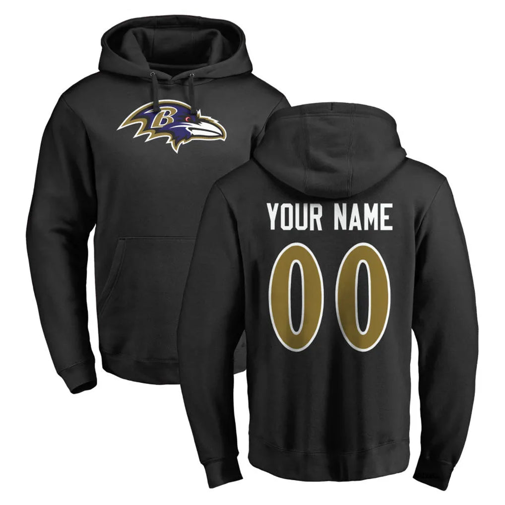 Friene Custom B.Ravens Black Pullover Hoodie Any Name & Numbers Stitched Jerseys