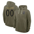 Friene Custom B.Ravens Olive Salute to Service Hoodie Any Name & Numbers Stitched Jerseys