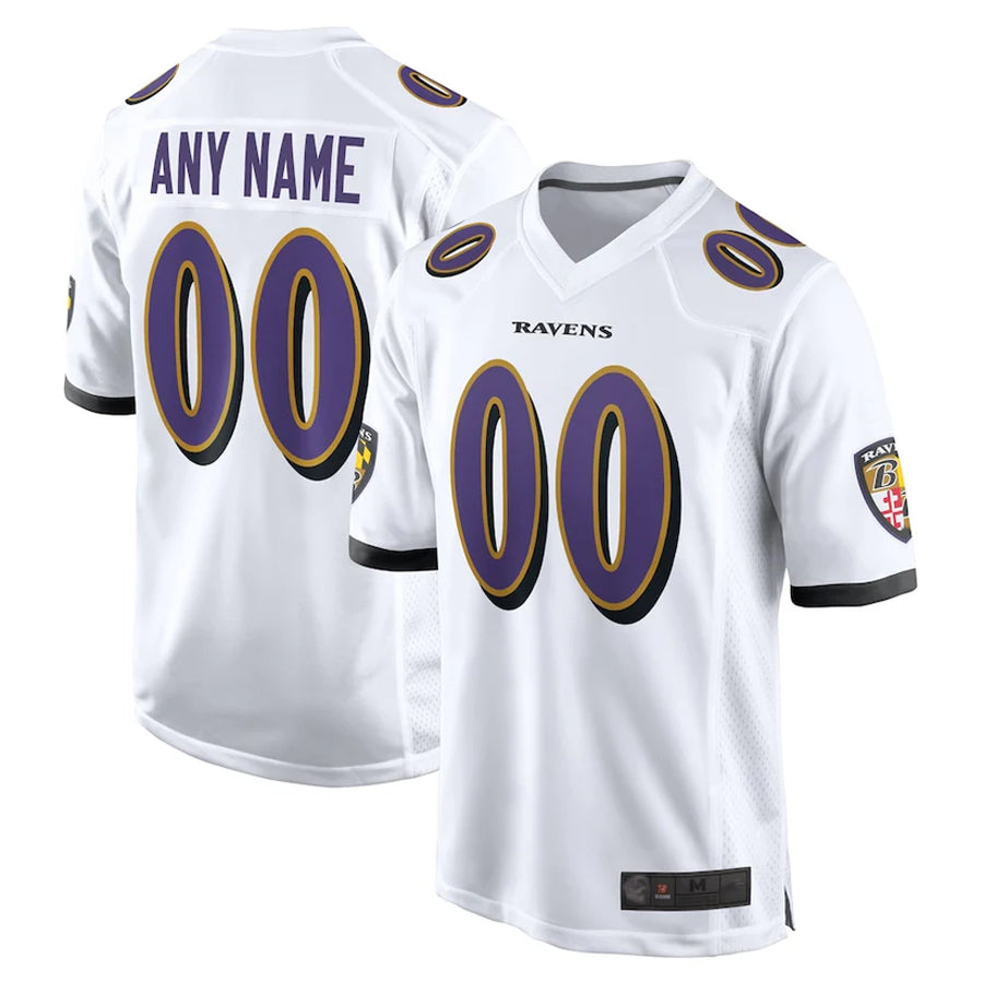 Friene Custom B.Ravens White Home Game Stitched Jerseys