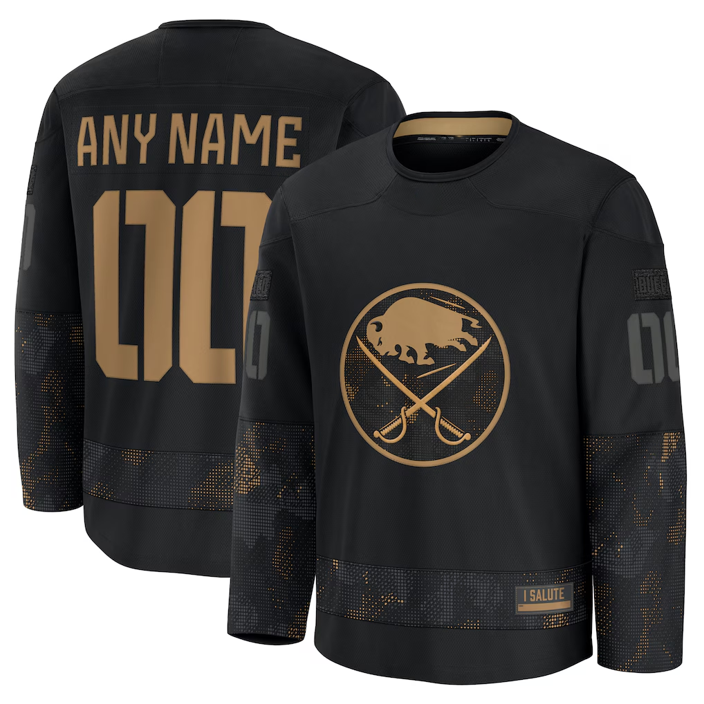 Friene Custom B.Sabres Black 2024 Military Appreciation Practice Stitched Jerseys