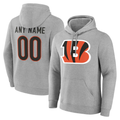 Friene Custom C.Bengals Gray Team Authentic Personalized Name & Number Hoodie Stitched Jerseys