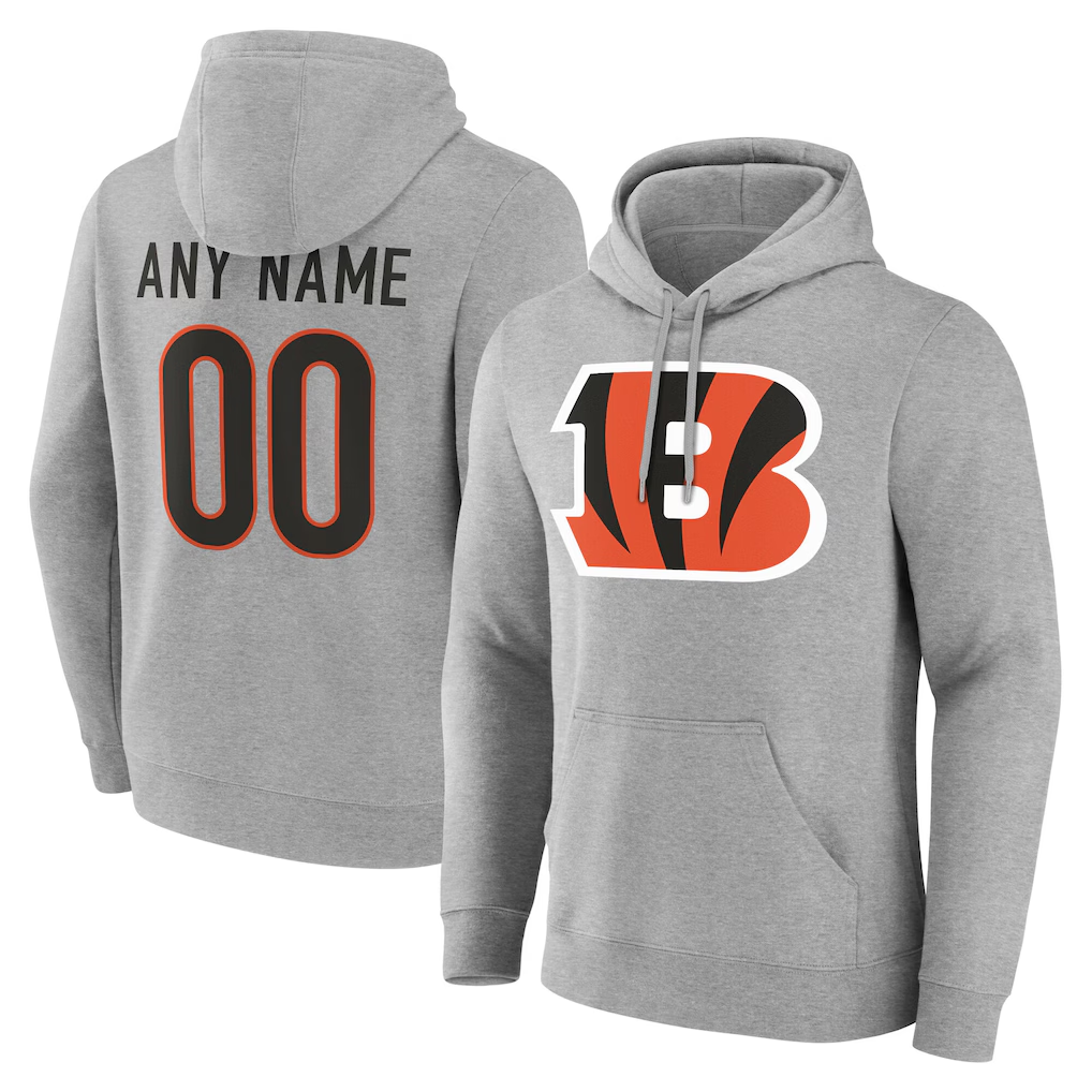 Friene Custom C.Bengals Gray Team Authentic Personalized Name & Number Hoodie Stitched Jerseys