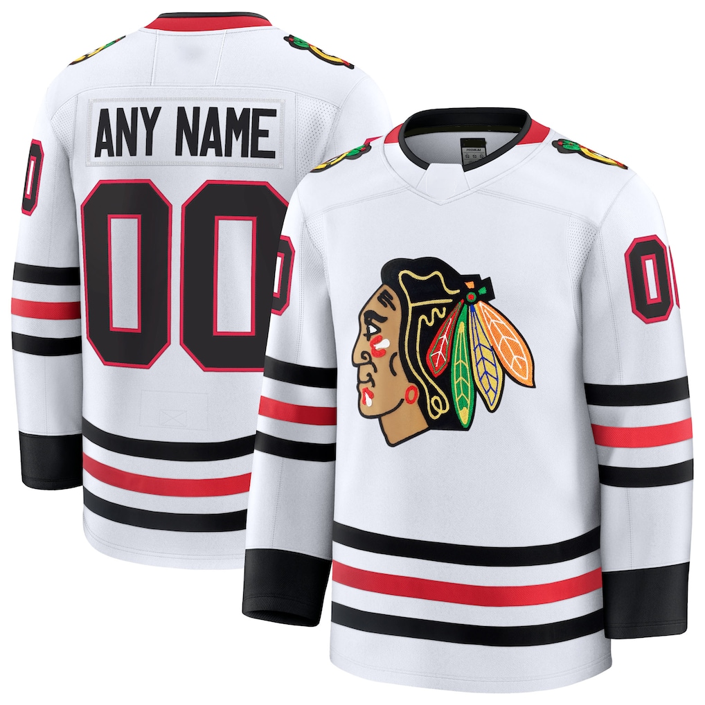 Friene Custom C.Blackhawks White Away Premium Jerseys