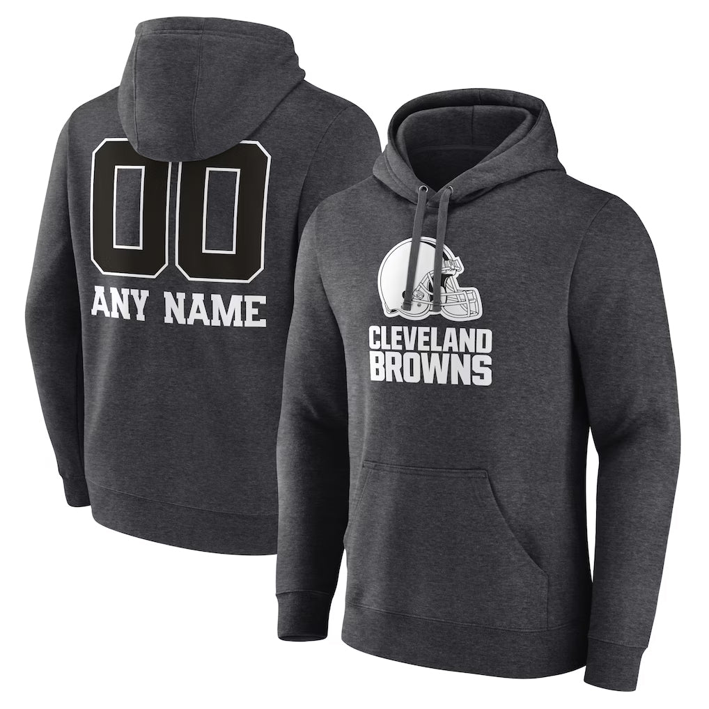 Friene Custom C.Browns Charcoal Primetime Logo Hoodie Any Name & Numbers Stitched Jerseys