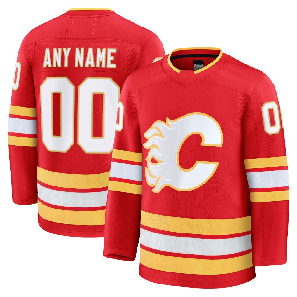 Friene Custom C.Flames Red Home Premium Jerseys