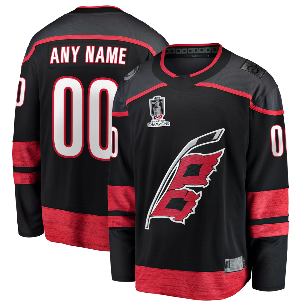 Friene Custom C.Hurricanes Black 2026 Stanley Cup Champions Home Breakaway Custom Stitched Jerseys