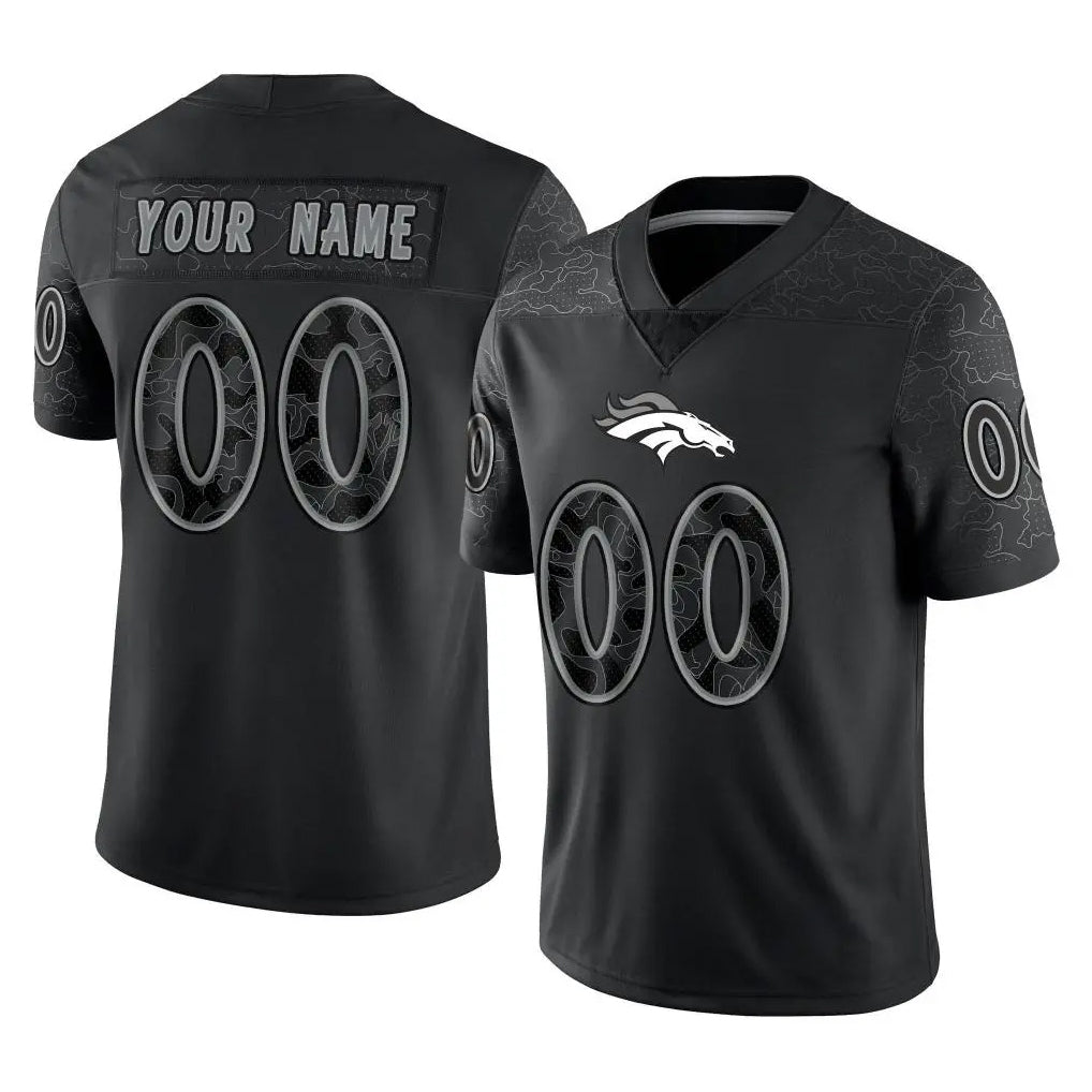 Friene Custom D.Broncos Black Reflective Limited Any Name & Numbers Stitched Jerseys