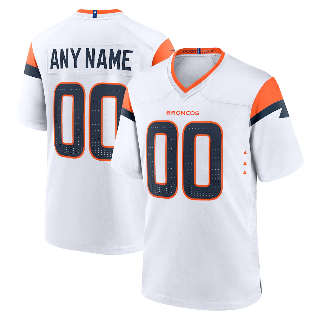 Friene Custom D.Broncos White Game Stitched Jerseys
