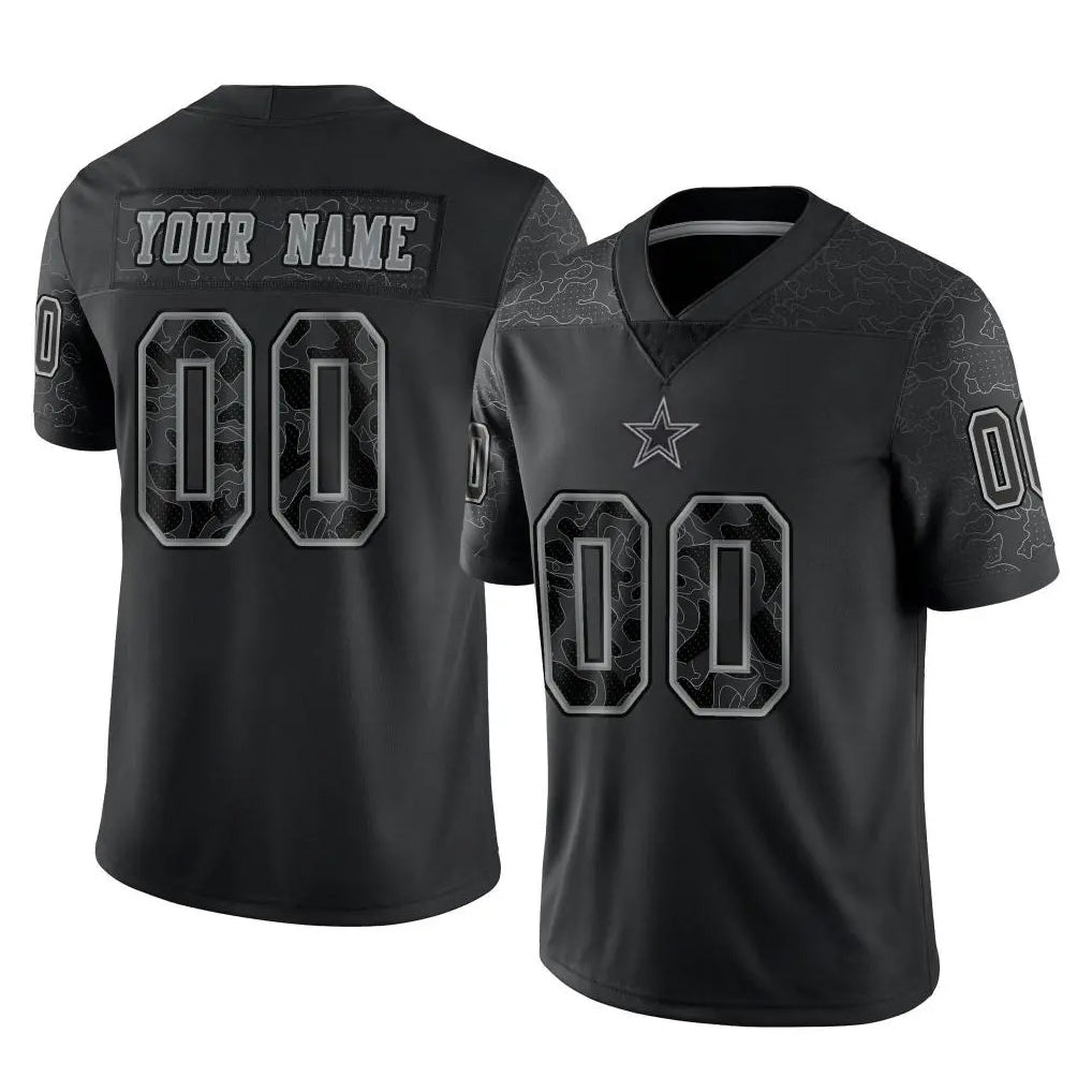 Friene Custom D.Cowboys Black Limited Reflective Home Game Any Name & Numbers Stitched Jerseys