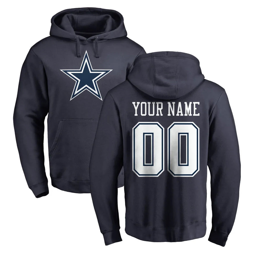 Friene Custom D.Cowboys Navy Pullover Hoodies Limited Any Name & Numbers Stitched Jerseys