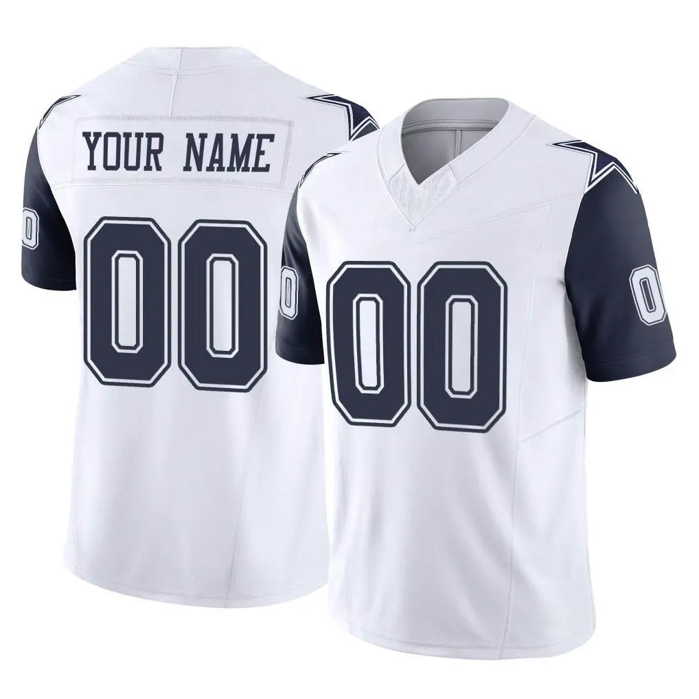 Friene Custom D.Cowboys White-Navy Limited Vapor F.U.S.E. Home Game Any Name & Numbers Stitched Jerseys