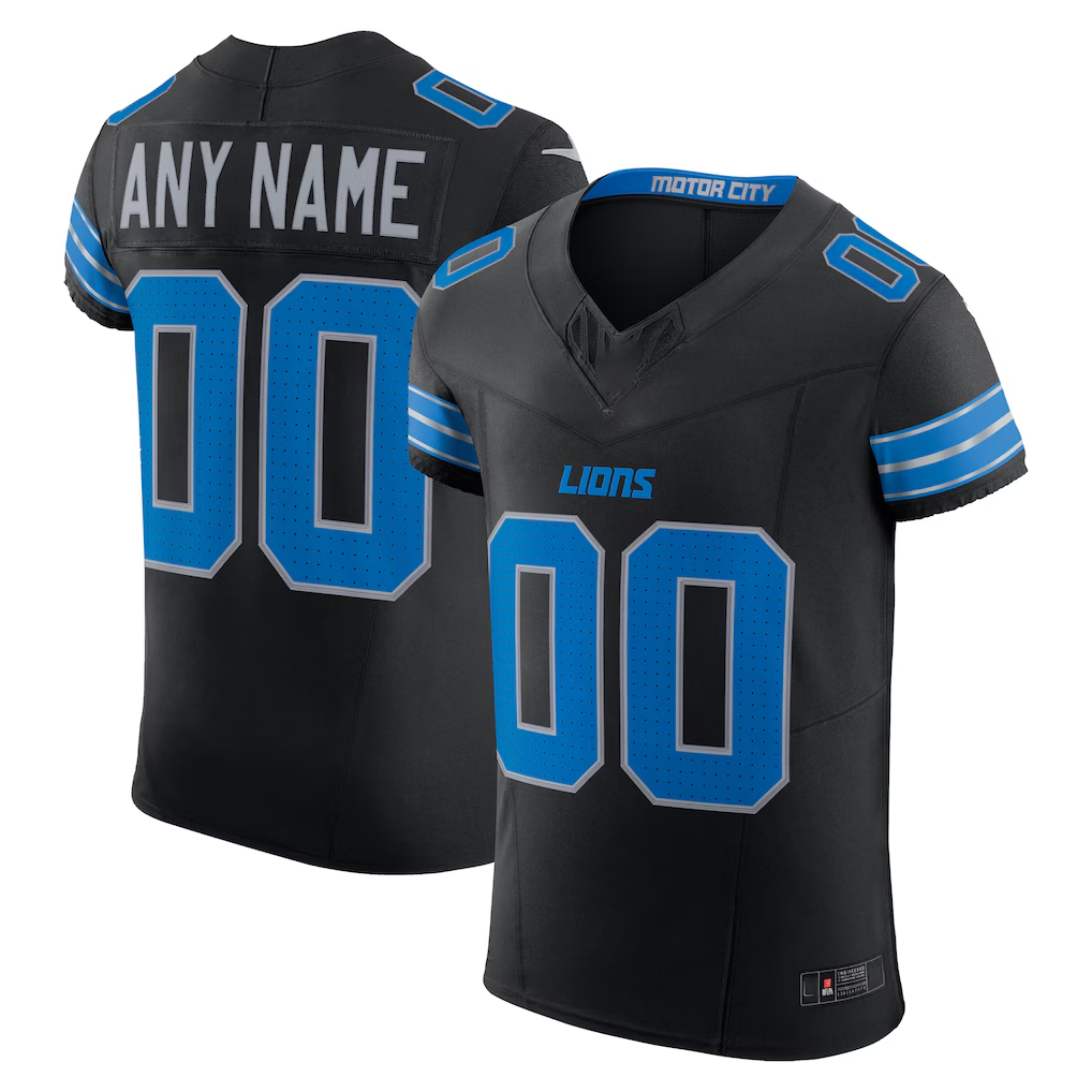 Friene Custom D.Lions Black Alternate Vapor F.U.S.E. Elite Stitched Jerseys