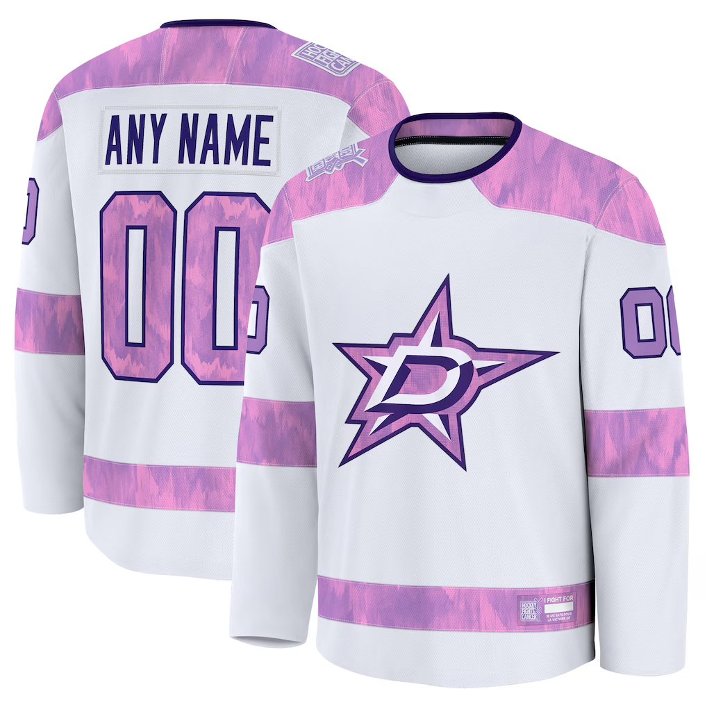 Friene Custom D.Stars White 2024 Hockey Fights Cancer Practice Jerseys