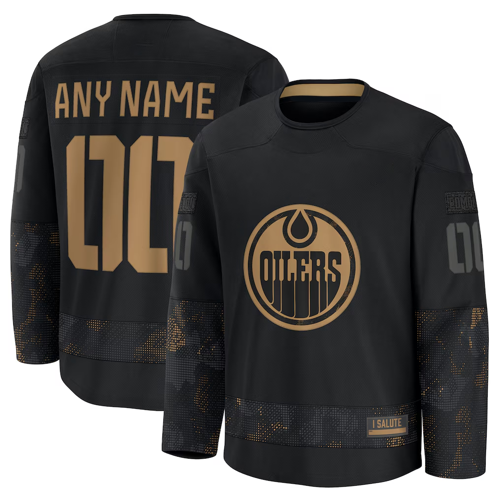 Friene Custom E.Oilers Black 2024 Military Appreciation Practice Jerseys