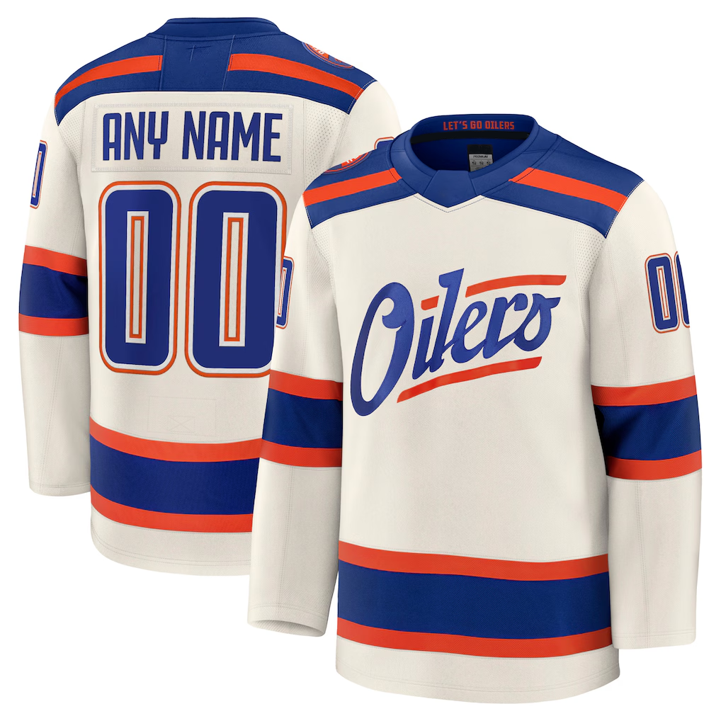 Friene Custom E.Oilers Light Beige Alternate Premium Jerseys