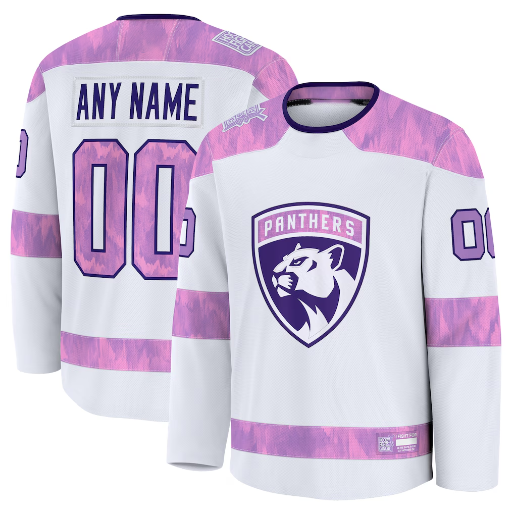 Friene Custom F.Panthers White 2024 Hockey Fights Cancer Practice Jerseys