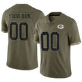 Friene Custom GB.Packers Salute To Service Olive Stitched Jerseys