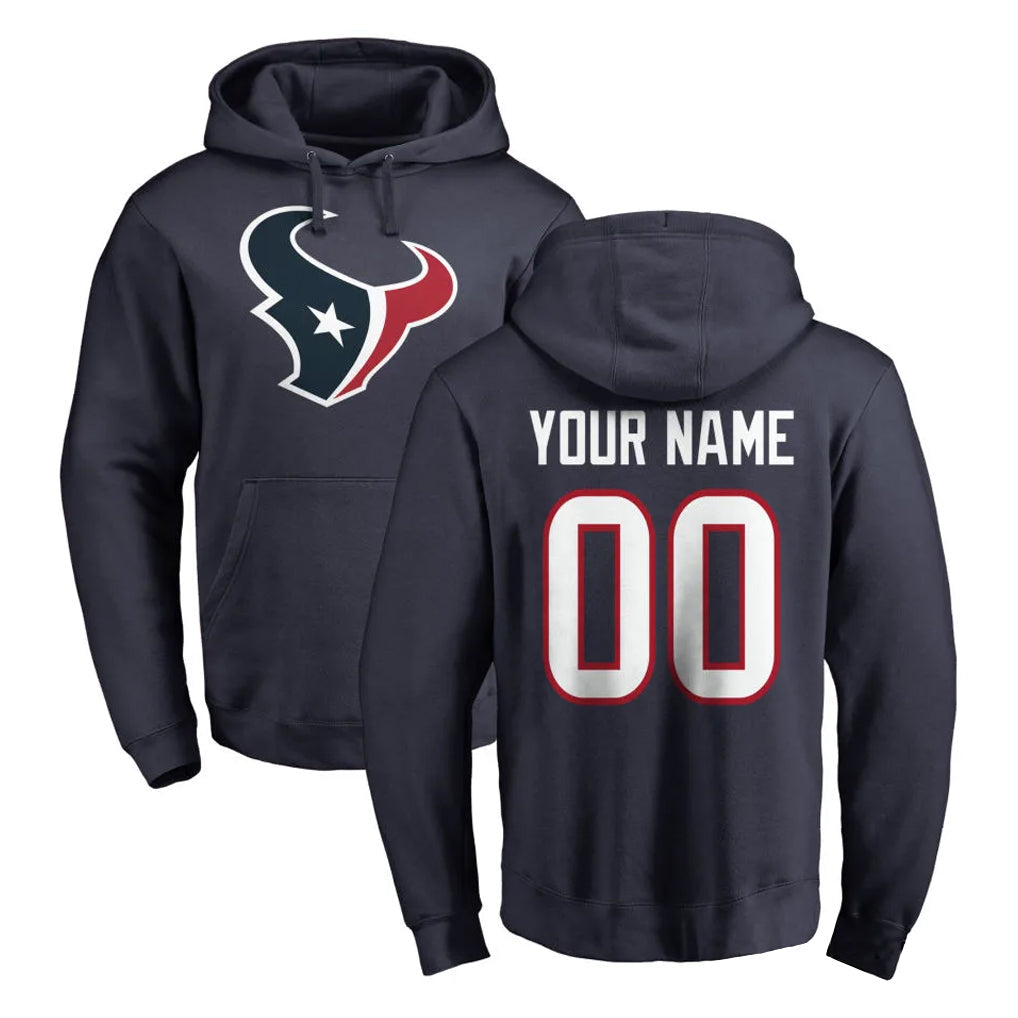 Friene Custom H.Texans Navy Pro Line Pullover Hoodie Limited Game Any Name & Numbers Stitched Jerseys