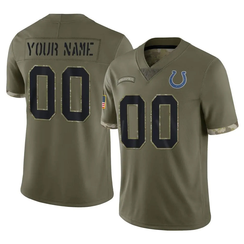 Friene Custom IN.Colts Olive Salute To Service Limited Any Name & Numbers Stitched Jerseys