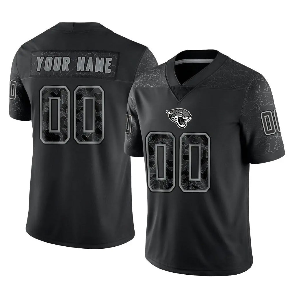 Friene Custom J.Jaguars Black Reflective Limited Game Any Name & Numbers Stitched Jerseys