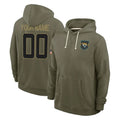 Friene Custom J.Jaguars Olive Salute to Service Pullover Hoodies Limited Any Name & Numbers Stitched Jerseys