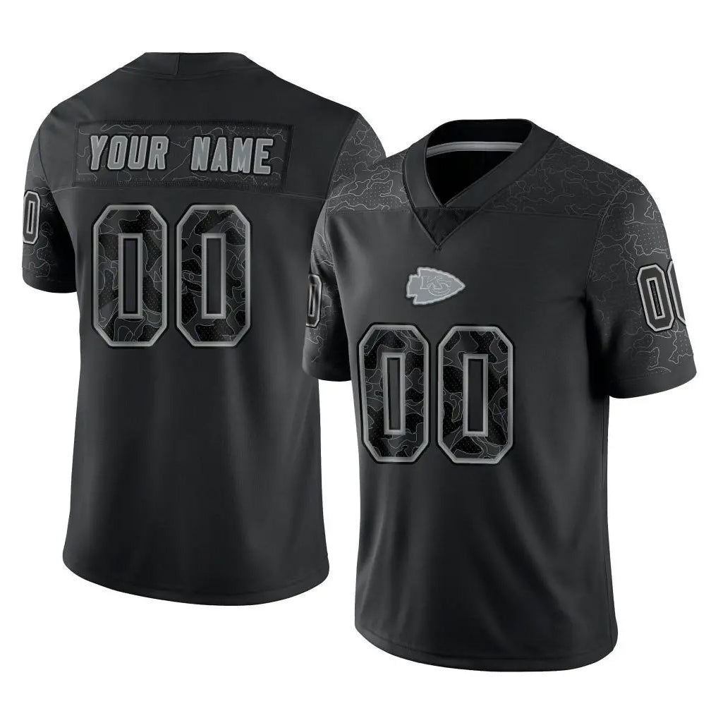 Friene Custom KC.Chiefs Black Limited Reflective Game Any Name & Numbers Stitched Jerseys