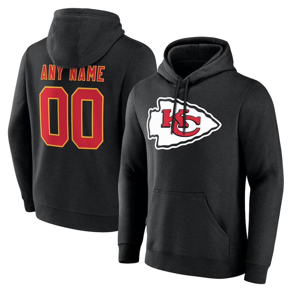 Friene Custom KC.Chiefs Gray LoGo Pullover Hoodies Limited Any Name & Numbers Stitched Jerseys